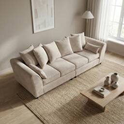 Abakus Direct Jumbo Chenille 4 Seater Sofa with Deep Seats & Angular Arms in Taupe - thumbnail 6