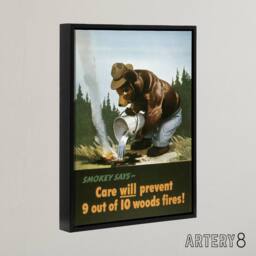 "Artery8 Smokey Bear Advert Forest Fire Prevention Framed Canvas Wall Art Print - Size: W12"" x H16""" - thumbnail 2