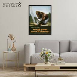 "Artery8 Smokey Bear Advert Forest Fire Prevention Framed Canvas Wall Art Print - Size: W12"" x H16""" - thumbnail 3