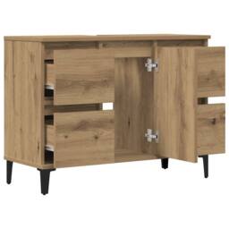 Berkfield Home Sink Cabinet Artisan Oak 80x33x60 cm Engineered Wood in Brown - Size: 80 x 33 x 60 cm - thumbnail 5