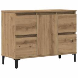 Berkfield Home Sink Cabinet Artisan Oak 80x33x60 cm Engineered Wood in Brown - Size: 80 x 33 x 60 cm - thumbnail 3