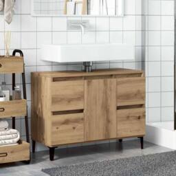 Berkfield Home Sink Cabinet Artisan Oak 80x33x60 cm Engineered Wood in Brown - Size: 80 x 33 x 60 cm - thumbnail 1