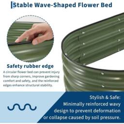 VOGREX 180 x 90 x 30cm Steel Raised Garden Bed Kit 2 Pack Planter Box in Green - Size: 180 x 90 x 30 cm - thumbnail 6