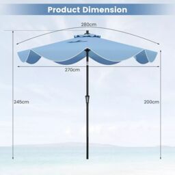 Costway 9FT Patio Umbrella 2-Tier Heavy-Duty Market Table Umbrella Crank Handle in Navy - thumbnail 2