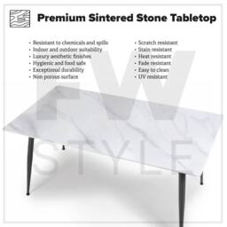 NESTLUNE White Sintered Stone 5 Piece Dining Table Set - Size: 100 cm x 15 cm - thumbnail 3