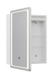 Living and Home Single-Door Bathroom Mirror Cabinet with LED Lighting in Silver - thumbnail 6