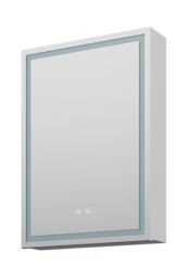 Living and Home Single-Door Bathroom Mirror Cabinet with LED Lighting in Silver - thumbnail 7