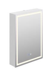 Living and Home Single-Door Bathroom Mirror Cabinet with LED Lighting in Silver - thumbnail 5