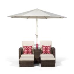 Thats Furniture Giardino Nevada Double Reclining Rattan Sun Loungers Set in Brown