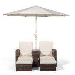 Thats Furniture Giardino Nevada Double Reclining Rattan Sun Loungers Set in Brown - thumbnail 3