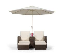 Thats Furniture Giardino Nevada Double Reclining Rattan Sun Loungers Set in Brown - thumbnail 2