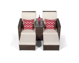 Thats Furniture Giardino Nevada Double Reclining Rattan Sun Loungers Set in Brown - thumbnail 4