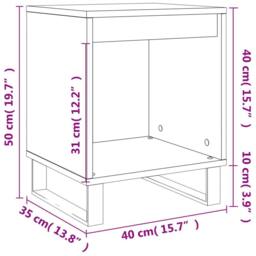 Berkfield Home Bedside Cabinet White 40x35x50 cm Engineered Wood - Size: 40 x 35 x 50 cm - thumbnail 9