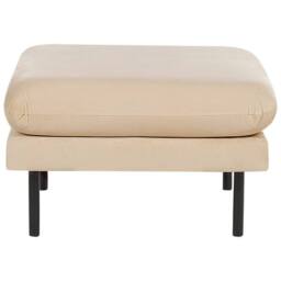 Wyld and Coco Velvet Ottoman Footstool Beige - Pillow-Top Aluminium Legs - thumbnail 3