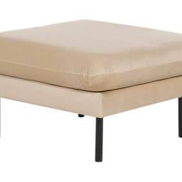 Wyld and Coco Velvet Ottoman Footstool Beige - Pillow-Top Aluminium Legs - thumbnail 2