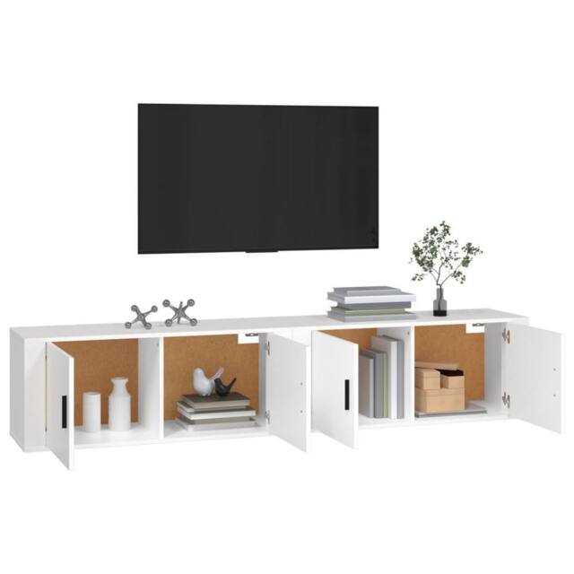 Berkfield Home Classic Wall-mounted TV Cabinets 2 pcs White 100x34.5x40 cm - image 1