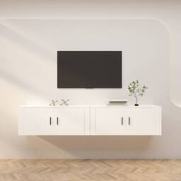 Berkfield Home Classic Wall-mounted TV Cabinets 2 pcs White 100x34.5x40 cm - thumbnail 2