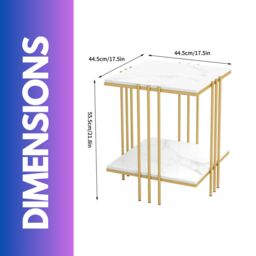 Pirlo Plush 2 Tier Square Faux Marble Side Table Gold - thumbnail 6