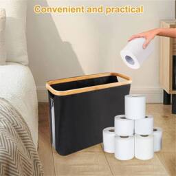 Nordara Black Bamboo & Oxford Cloth Toilet Paper Storage Box - Size: 1000mm x 1000mm - thumbnail 6