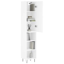 Berkfield Home Highboard White 34.5x34x180 cm Engineered Wood - thumbnail 3