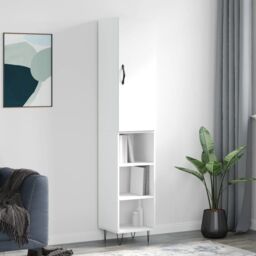 Berkfield Home Highboard White 34.5x34x180 cm Engineered Wood - thumbnail 1