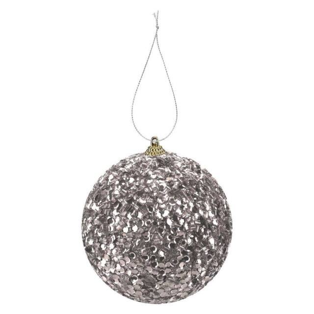 VFM e-Store Christmas Hanging Ball Decoration 19cm x 10cm Silver X 1 - Size: 19 cm x 10 cm - image 1