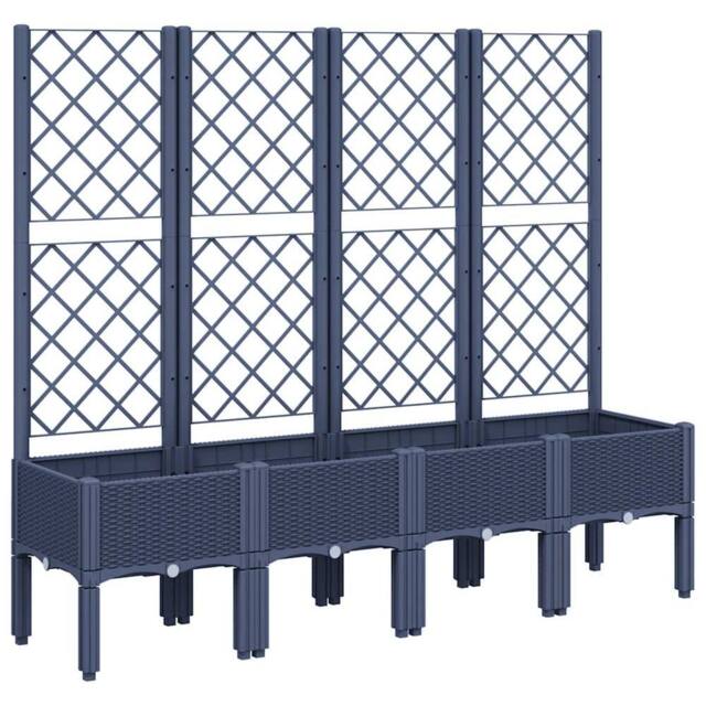 Berkfield Home Garden Planter with Trellis Blue Grey 160x40x142 cm PP - Size: 160 x 40 x 142 cm - image 1