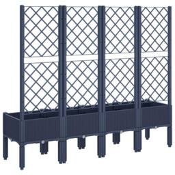 Berkfield Home Garden Planter with Trellis Blue Grey 160x40x142 cm PP - Size: 160 x 40 x 142 cm - thumbnail 5