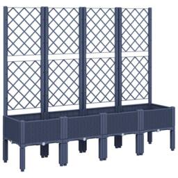 Berkfield Home Garden Planter with Trellis Blue Grey 160x40x142 cm PP - Size: 160 x 40 x 142 cm