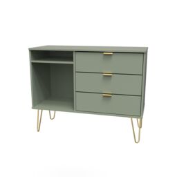 Ready Assembled 2 U Fuji 3 Drawer TV Unit (Ready Assembled) in Pale Green - thumbnail 3