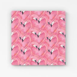 "Warren Reed - Designer Watercolour Flamingo Hearts Canvas in Pink - Size: W30"" x H30""" - thumbnail 1