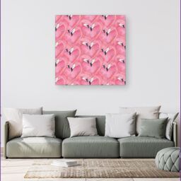 "Warren Reed - Designer Watercolour Flamingo Hearts Canvas in Pink - Size: W30"" x H30""" - thumbnail 4
