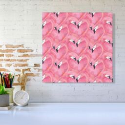 "Warren Reed - Designer Watercolour Flamingo Hearts Canvas in Pink - Size: W30"" x H30""" - thumbnail 2
