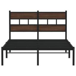 Berkfield Home Elegant Bed Frame Frame with Headboard Brown Oak 120x190 cm Small - Size: Small Double - thumbnail 4