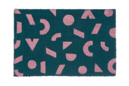 Orsina Shapes Green Coir Doormat in Blue - Size: 100 cm diameter - thumbnail 1