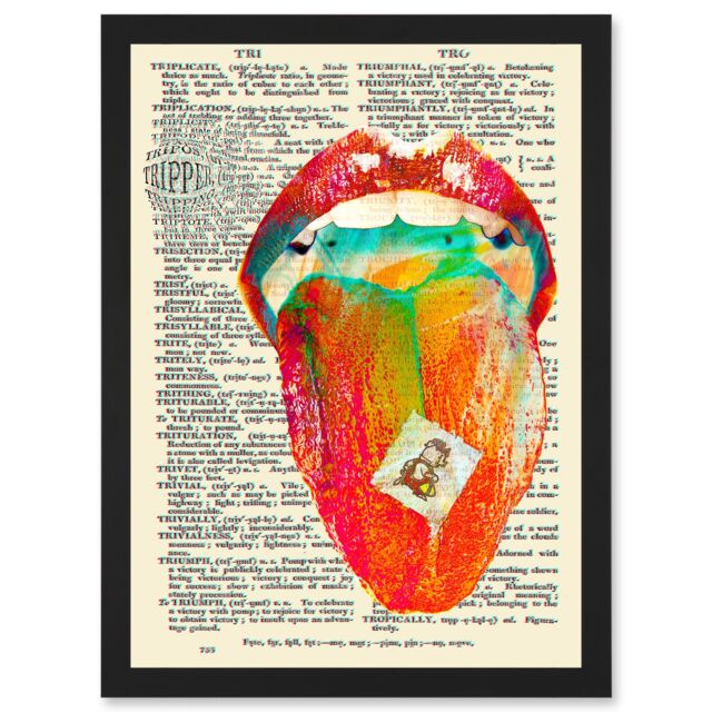 Artery8 Acid LSD Hallucinogenic Tripper Dictionary Page A4 Artwork Framed Wall Art Print in Black - image 1