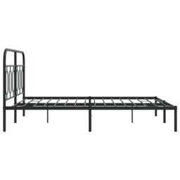 Berkfield Home Metal Bed Frame without Mattress with Headboard Black 140x190cm - Size: 140x190 cm - thumbnail 5
