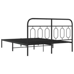 Berkfield Home Metal Bed Frame without Mattress with Headboard Black 140x190cm - Size: 140x190 cm - thumbnail 6
