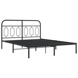 Berkfield Home Metal Bed Frame without Mattress with Headboard Black 140x190cm - Size: 140x190 cm - thumbnail 3