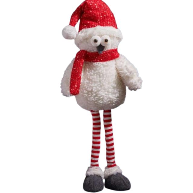 Samuel Alexander 60cm Large Standing Plush Christmas Goggle Owl with Santa Hat in White - image 1