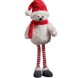 Samuel Alexander 60cm Large Standing Plush Christmas Goggle Owl with Santa Hat in White - thumbnail 3