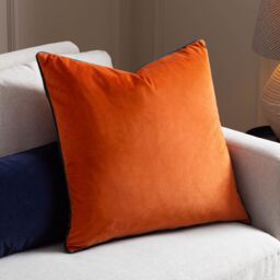Furn Meridian Velvet Piped Cushion in Coral - Size: 45 cm x 45 cm - thumbnail 1