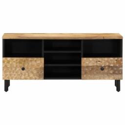 Berkfield Home TV Cabinet 100x33x46 cm Solid Wood Mango in Brown - Size: 100 x 33 x 46 cm - thumbnail 3
