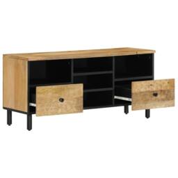 Berkfield Home TV Cabinet 100x33x46 cm Solid Wood Mango in Brown - Size: 100 x 33 x 46 cm - thumbnail 1