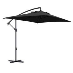 OUTSUNNY 3 m Cantilever Parasol with Cross Base, Crank Handle, 6 Ribs in Black - thumbnail 2