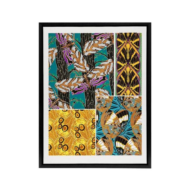 "Artery8 Colourful Vintage Butterfly Pattern Framed Canvas Wall Art Print Seguy - Size: W24"" x H32""" - image 1