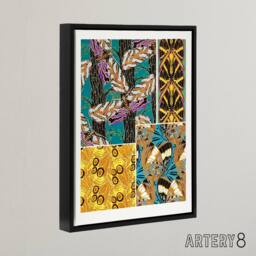 "Artery8 Colourful Vintage Butterfly Pattern Framed Canvas Wall Art Print Seguy - Size: W24"" x H32""" - thumbnail 2