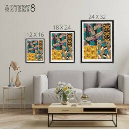 "Artery8 Colourful Vintage Butterfly Pattern Framed Canvas Wall Art Print Seguy - Size: W24"" x H32""" - thumbnail 4