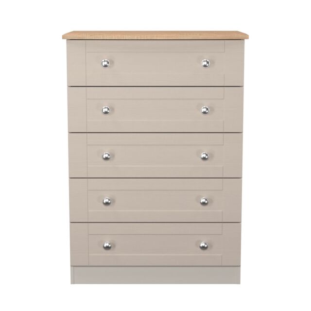 Ready Assembled 2 U Cumbria 5 Drawer Chest (Ready Assembled) in Taupe - Size: Large - image 1