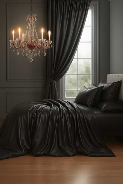 Sweet Dreams Elegant Mulberry Silk Duvet Cover in Black - Size: Double